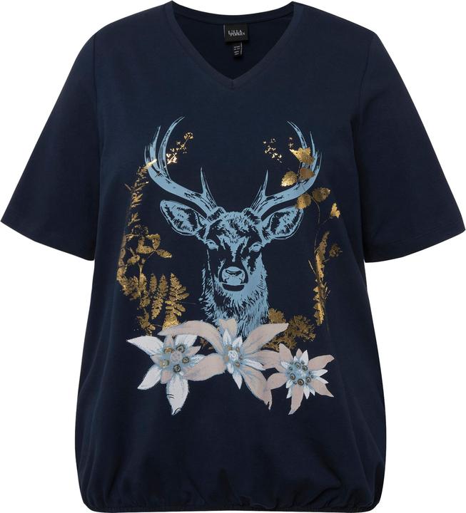 Immagine prodotto Ulla Popken T-shirt con design in tradizionale stile Tracht, scollo a V, mezze maniche e orlo elastico (58)