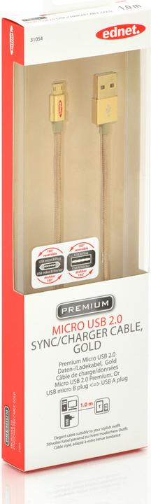 Produktbild ednet USB 2.0 Daten-/Ladekabel, Nylon, farbig (1 m, USB 2.0)