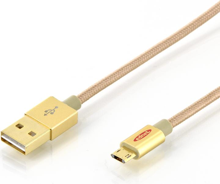 Produktbild ednet USB 2.0 Daten-/Ladekabel, Nylon, farbig (1 m, USB 2.0)
