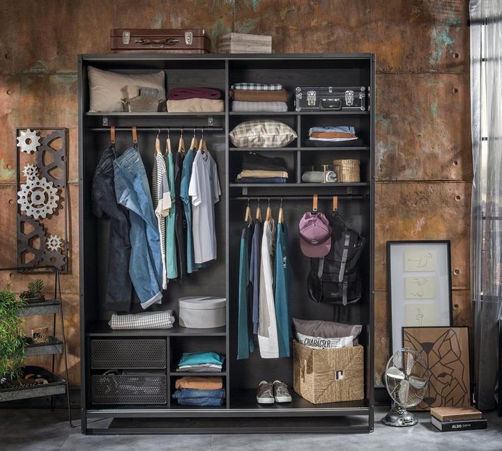 Image du produit Cilek Armoire Dark Metal avec portes coulissantes (162.80 cm)