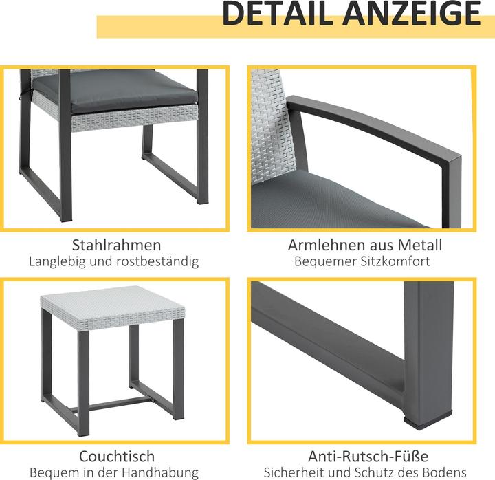 Actual product image Outsunny Garden furniture set consisting of 3 pieces