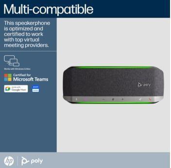 Produktbild Poly HP Sync 40+M Microsoft Teams Certified Speakerphone, Mobiltelefon/PC, Schwarz, Silber, 55 dB, 1