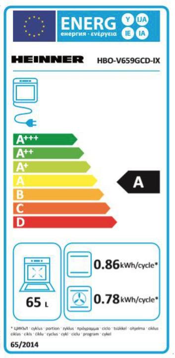 Energy Label Heinner HBO-V659GCD-IX