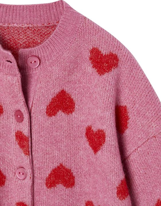 Image du produit Vertbaudet Mädchen Cardigan mit Jacquard-Herzen und Recycling-Polyester (140)