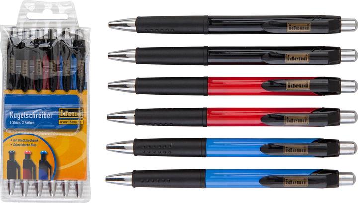Productafbeelding Idena Biros 6st assorti, blauwe inkt (Veelkleurig, 6x)