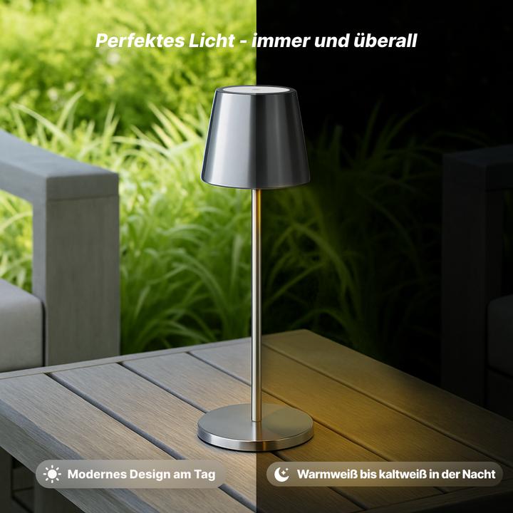 Actual product image Brilliant Rechargeable table lamp, 37cm, 300 lm, 3000-6500 K, dimmable, brushed aluminium (300 lm)