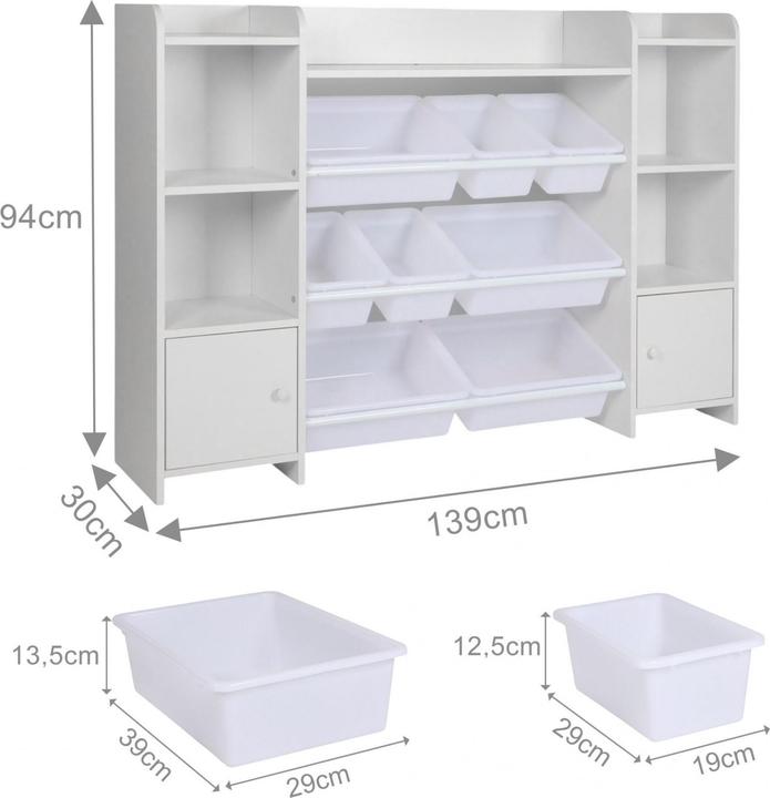 Actual product image Relaxdays - Kinderregal gross mit Boxen, Weiss, 94 x 139 x 30 cm