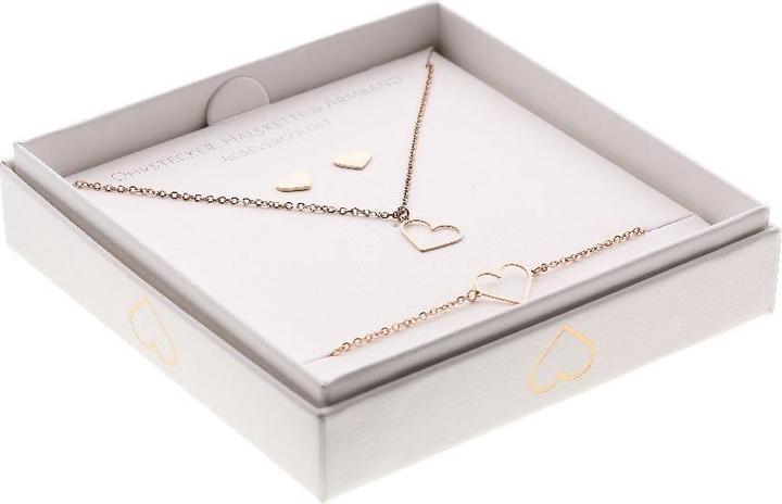 Produktbild Crystals Geschenkset - Halskette-Armband-Ohrstecker - rosévergoldet - Herz