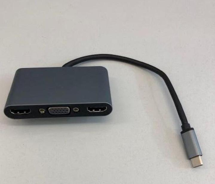 Produktbild Hermex USB-Hub 5in1 USB-C in/out USB-A 3.0 2x HDMI 4K VGA (USB-C, 5 Ports)