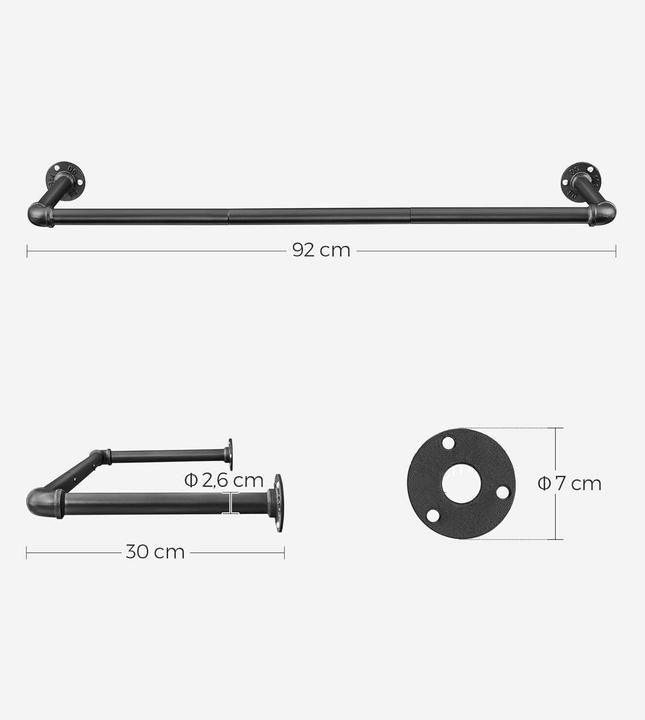 Image du produit Songmics Garderobenleiste Schwarz, 2 Stück im Set, Detailmaterial