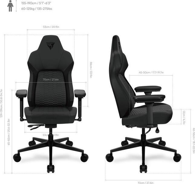 Produktbild Thunder X3 ThunderX3 CORE Smart Ergonomischer Gaming Stuhl - Racer Black