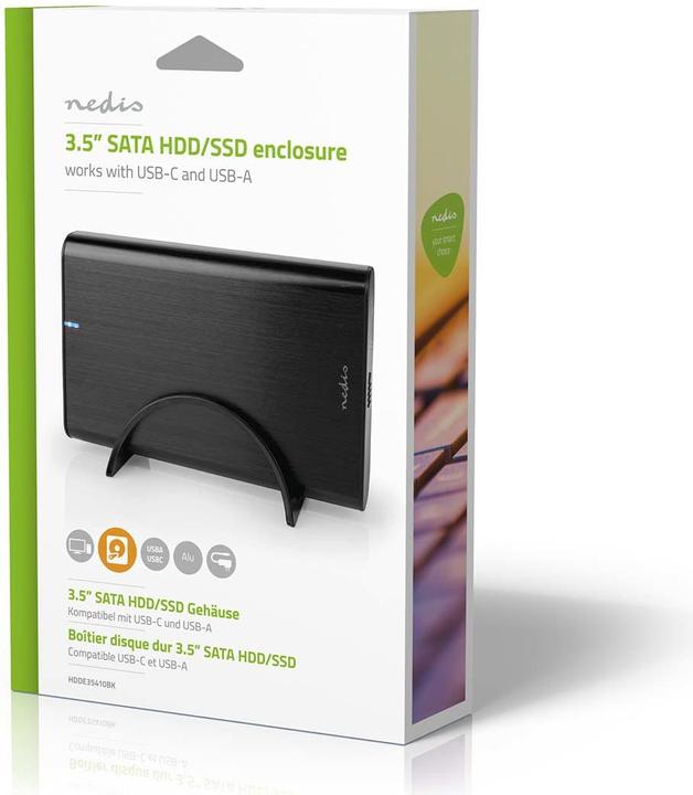 Produktbild Nedis Festplattengehäuse | 3.5 " | USB 3.1 Gen1 | USB Type-A / USB Type-C™ | Notebook / PC | Alumini (3.5")