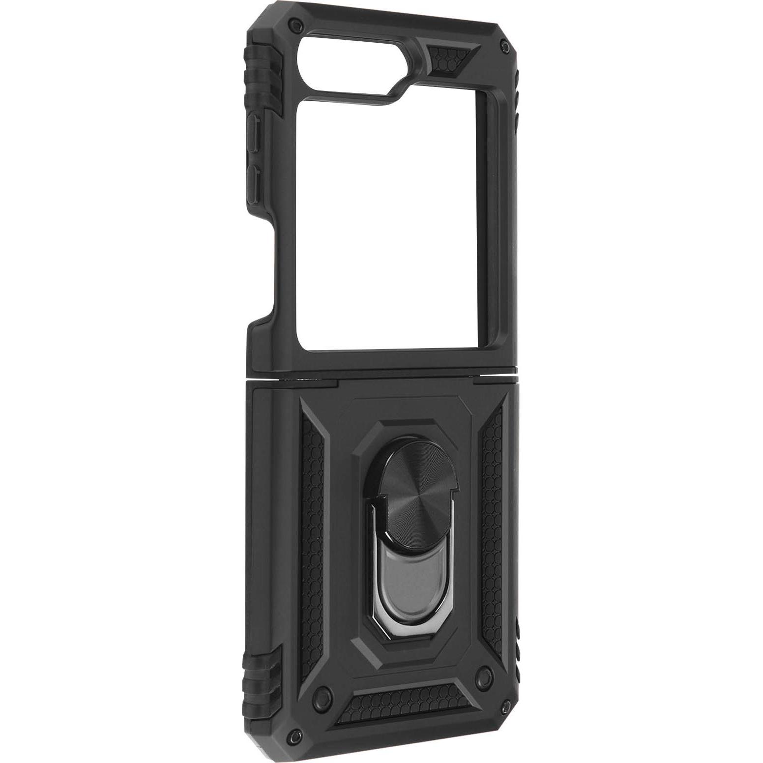 Avizar Stossfeste Handyhülle mit Ring Series (Samsung Galaxy Z Flip5), Smartphone Hülle, Schwarz