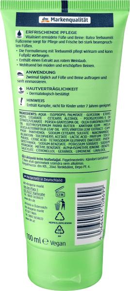 Produktbild dm Balea Fuss-Creme Teebaumöl (Fusscrème & Fussgel, 100 ml)