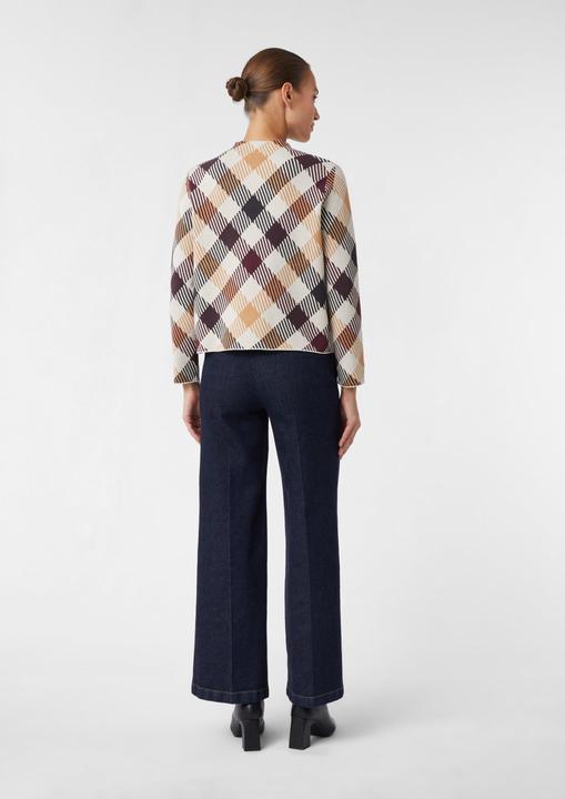 Produktbild Comma Strickpullover Karo-Strickpullover aus Viskosemix mit Stehkragen (32)