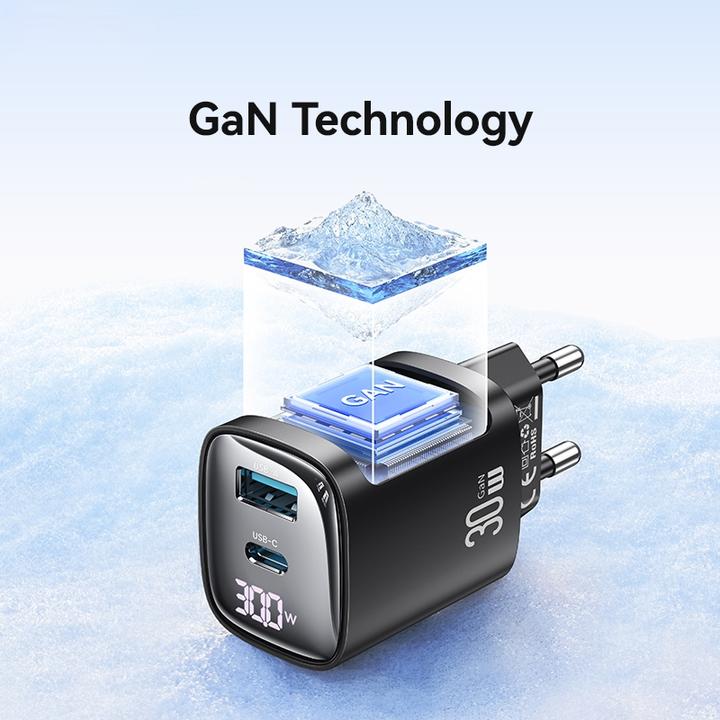 Immagine prodotto Usams Ład. siec. CC229 30W GaN USB-C/USB-A Ricarica rapida Serie XC czarny/nero CC229TC01 (30 W)