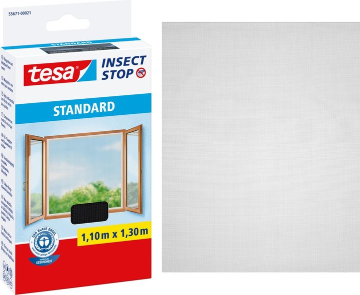 Actual product image tesa Insect screen STANDARD for windows, with Velcro tape, without drilling (110 x 130 cm)