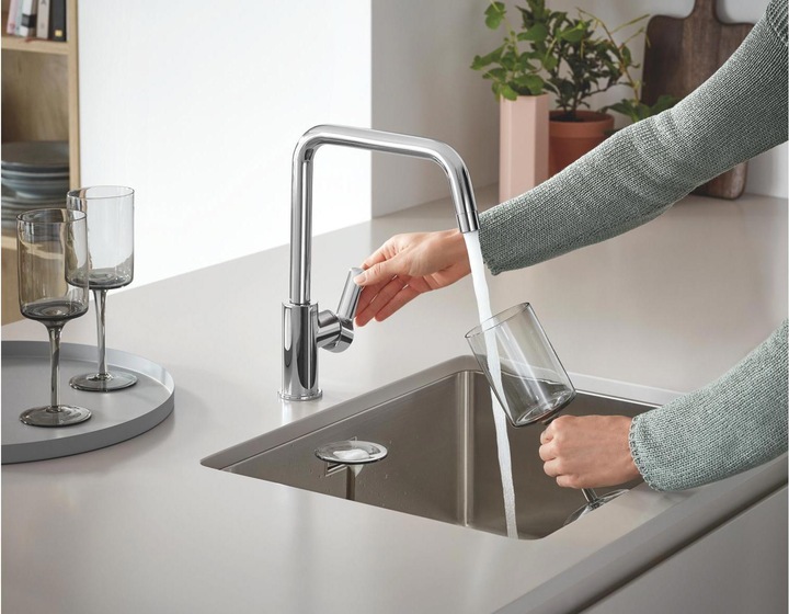 Actual product image Grohe Start QuickFix kitchen faucet, high spout, U-shape, swivel, chrome