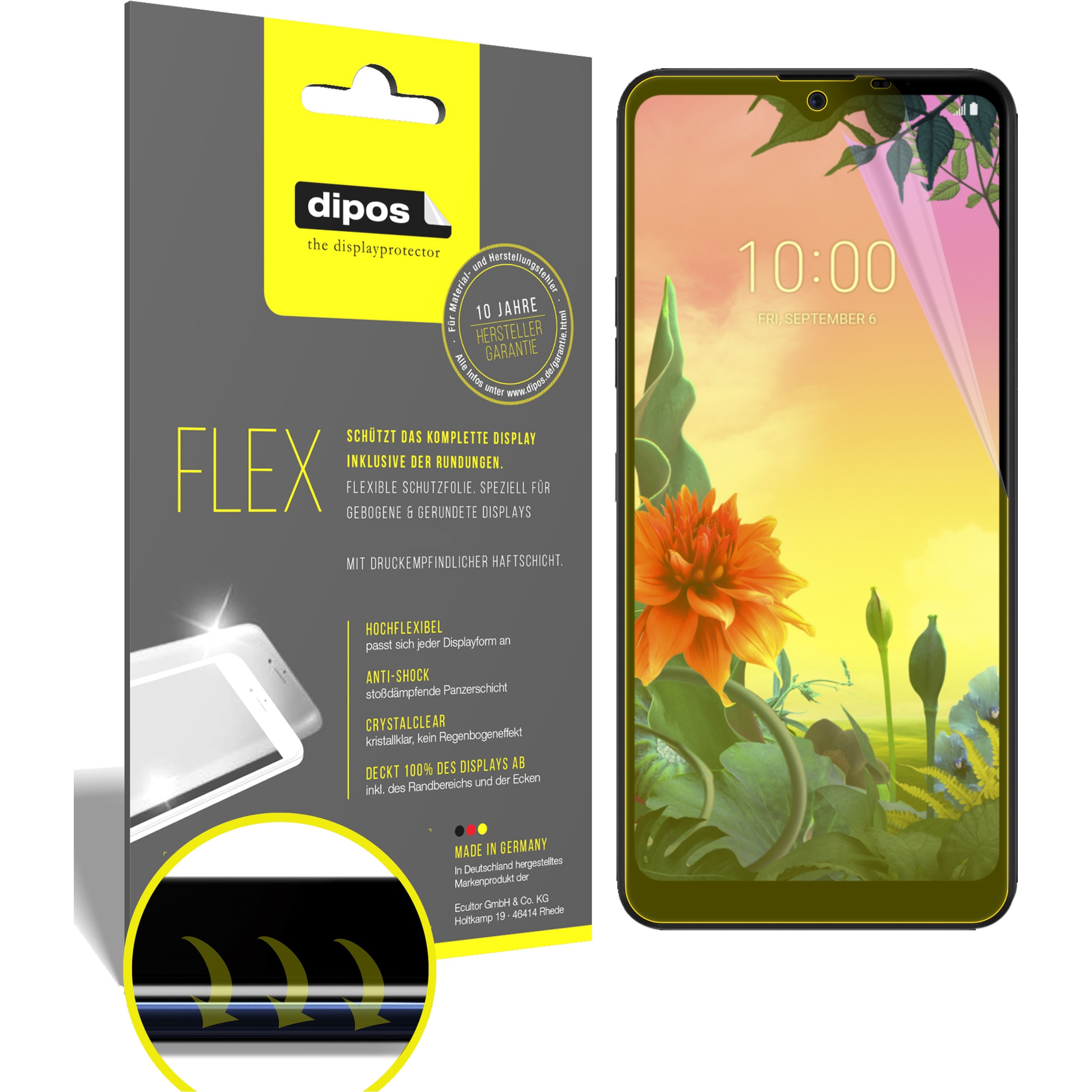 Dipos Displayschutzfolie Full-Cover 3D (3 Stück, LG K50s), Smartphone Schutzfolie, Transparent