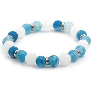 Beneto, Armschmuck, Beaded bracelet made ofue agate and jade MINK13 / 17 (L)