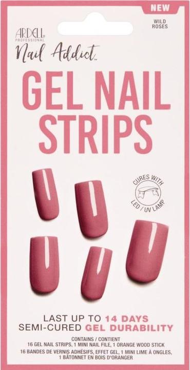 Produktbild Ardell Nail Addict Gel Nail Strips Wild Roses 16 Stk (Nagelkleber, Rose)