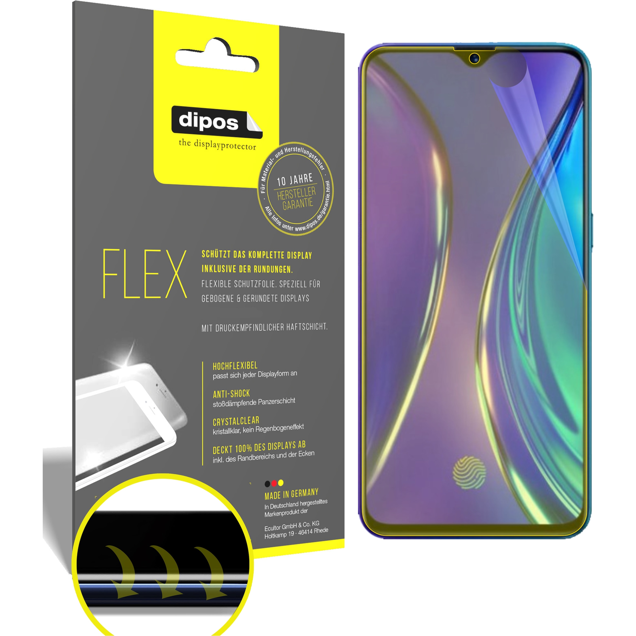 Dipos Displayschutzfolie Full-Cover 3D (2 Stück, Realme X2), Smartphone Schutzfolie, Transparent