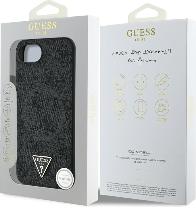 Produktbild Guess Back panel cover PU 4G Strass Triangle Metal Logo Case for iPhone SE4 Black (Apple iPhone 16e)