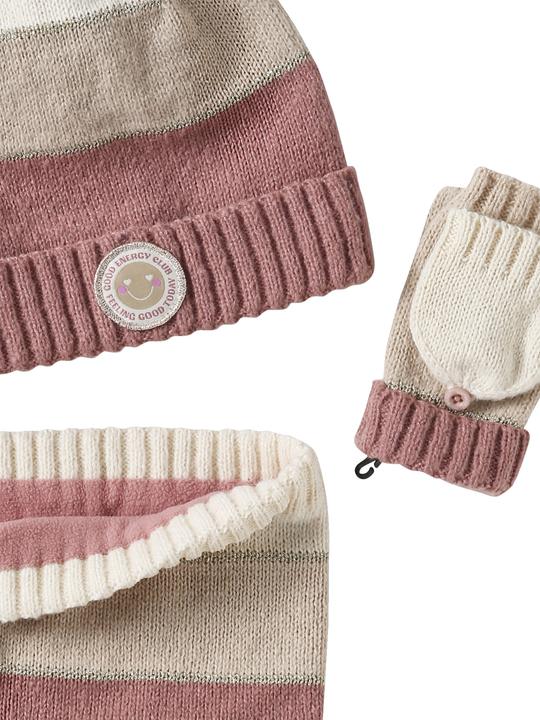 Actual product image Vertbaudet Mädchen-Set: Mütze, Rundschal & 2-in-1-Handschuhe, Colorblock (152, 158)