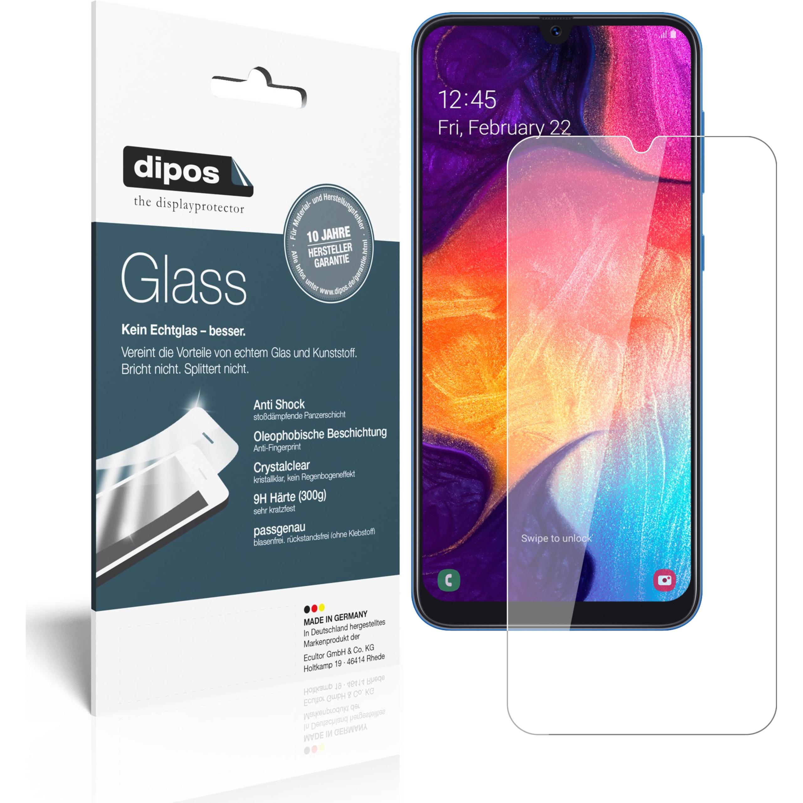 Dipos Displayschutz Anti-Shock (2 Stück, Samsung Galaxy A50), Smartphone Schutzfolie, Transparent