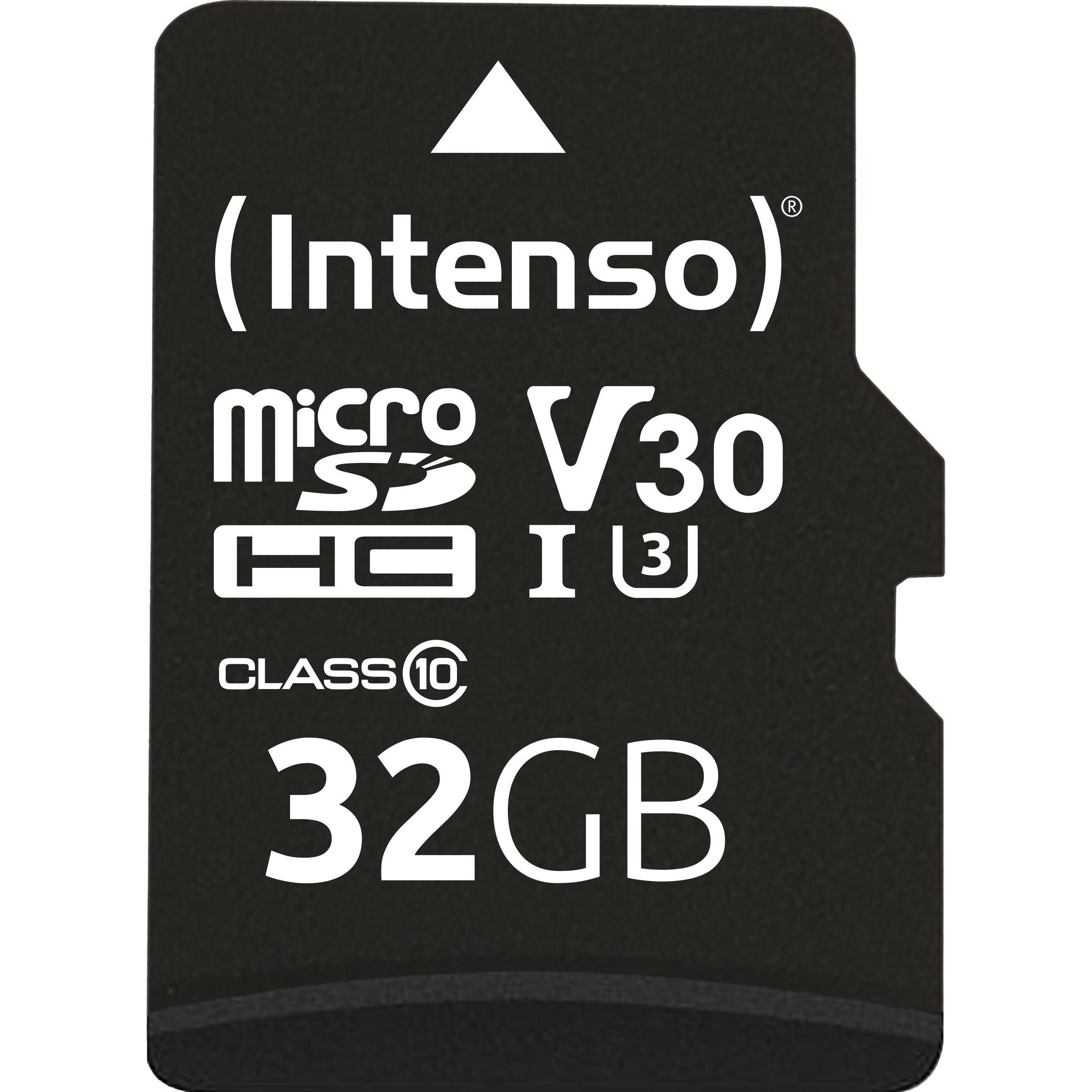 Intenso microSDHC Card 32GB, Professio (32 GB, microSDHC, U3, UHS-I), Speicherkarte, Schwarz