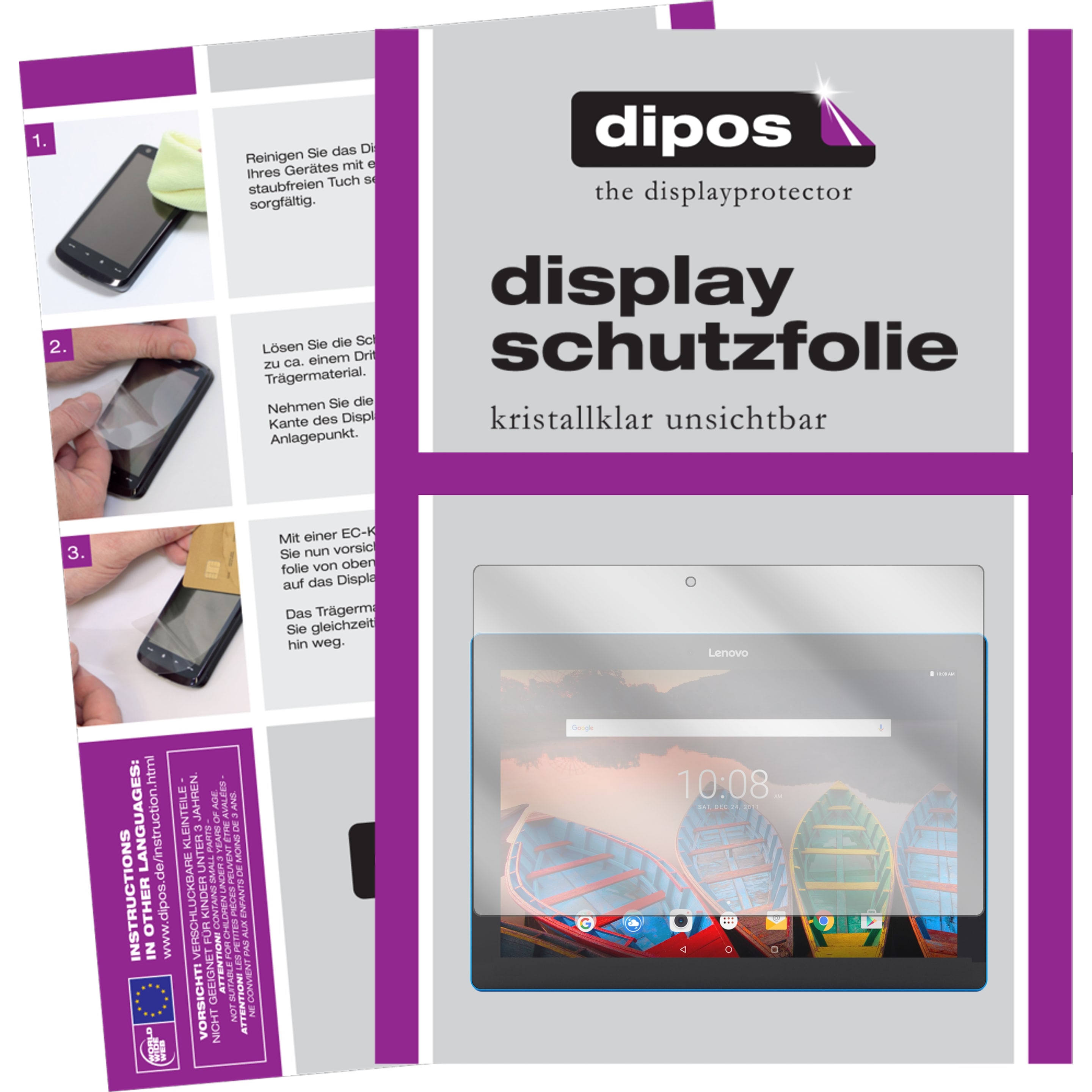 Dipos Displayschutzfolie Crystalclear (2 Stück, Lenovo Tab 10), Tablet Schutzfolie