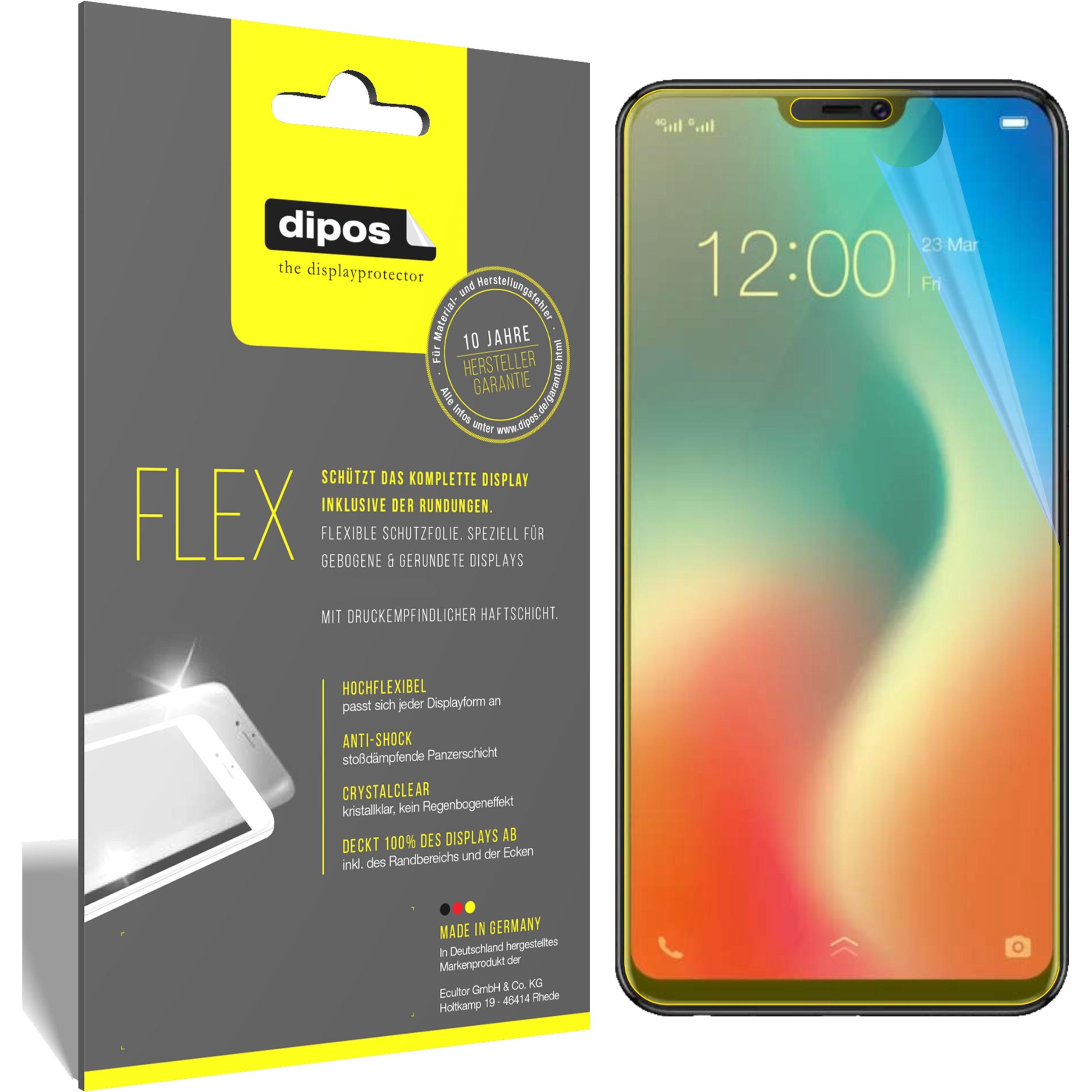 Dipos Displayschutzfolie Full-Cover 3D (2 Stück, Vivo V9 Pro), Smartphone Schutzfolie, Transparent