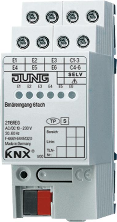 Produktbild JUNG Binäreingang KNX REG 2TE LED 6f 2116REG