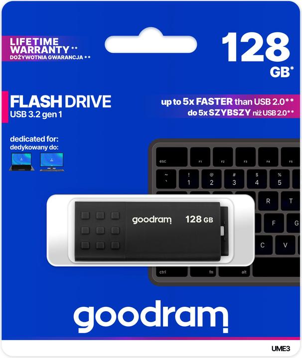 Productafbeelding Goodram UME3 UME3-1280K0R11 Pendrive (128 GB, USB 3.0, zwart) (128 GB, USB-A)