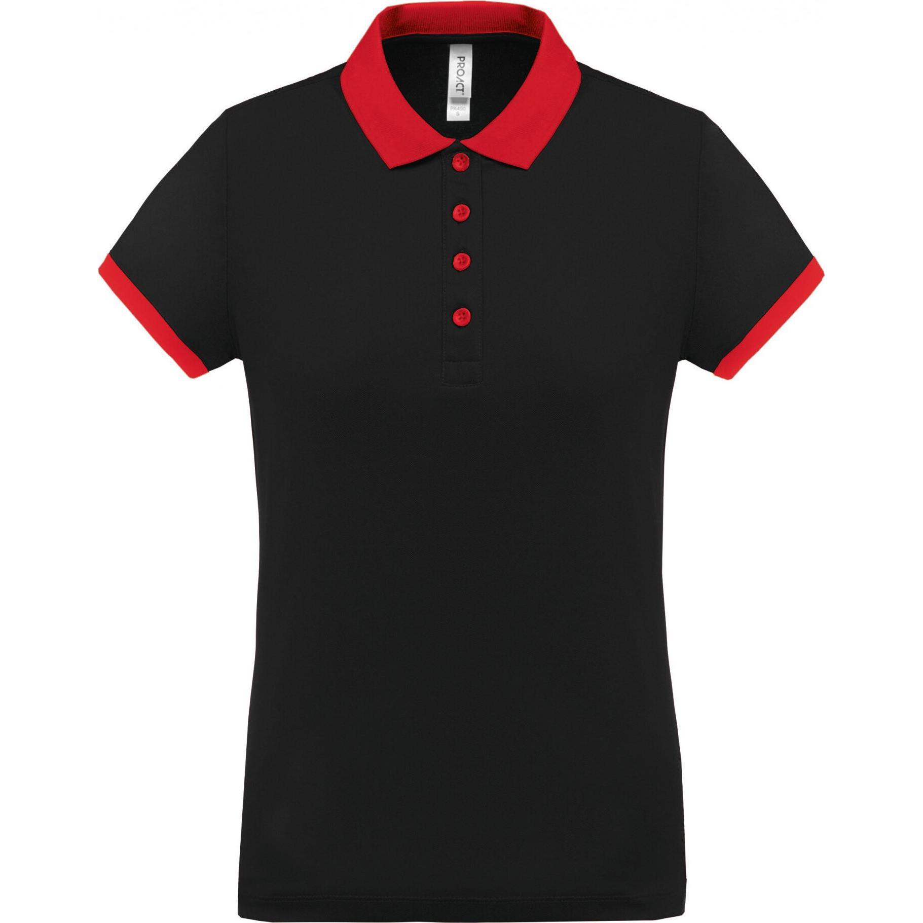 Proact, Damen, Shirt, Performance Piqué-Poloshirt Women, Rot, Schwarz, (XS)