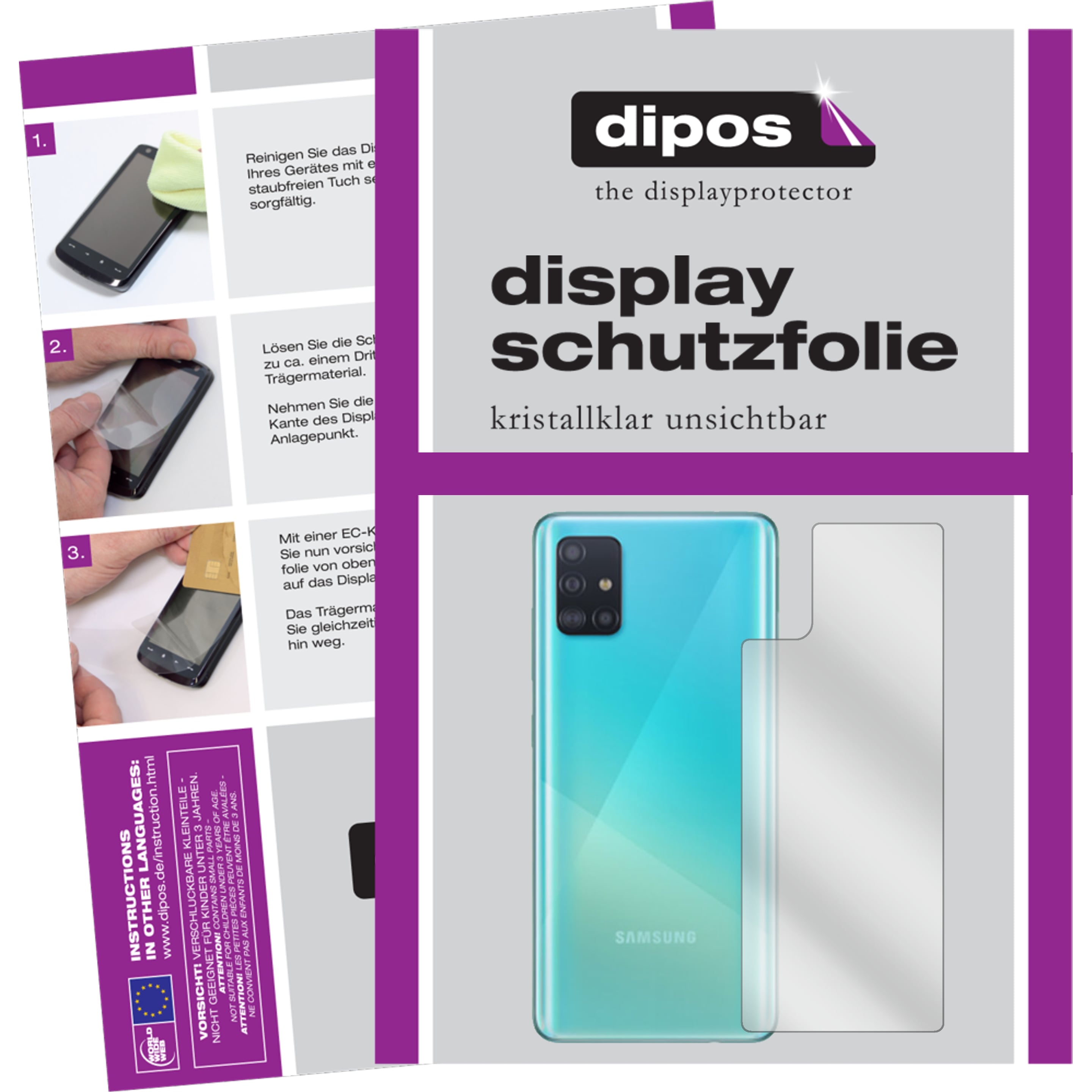 Dipos Displayschutzfolie Crystalclear (5 Stück, Samsung Galaxy A51 5G), Smartphone Schutzfolie, Transparent