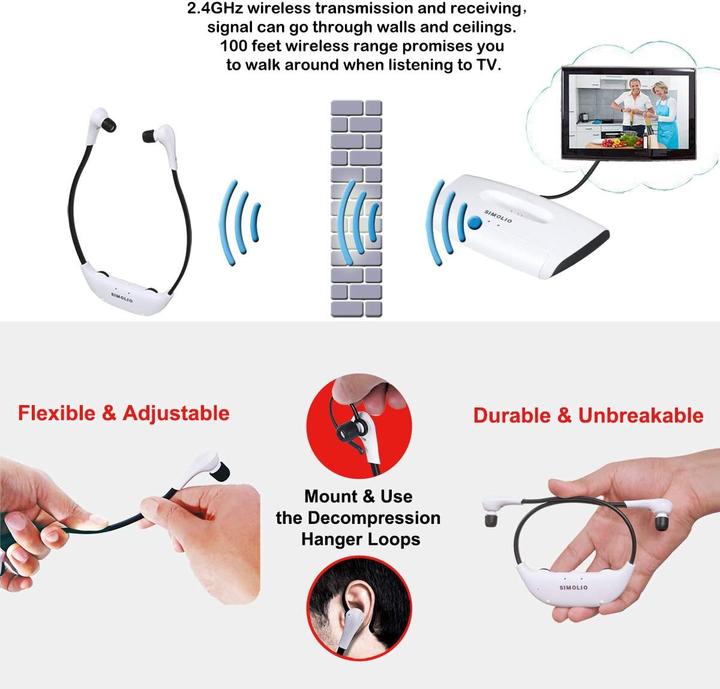Image du produit Simolio Digitaler Funkkopfhörer SM-823D Pro für TV mit Ladestation (ANC, Sans fil)