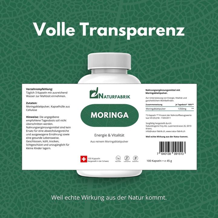Nährwerte und Zutaten Naturfabrik Moringa Kapseln 100 Stk (100 Stück, Kapseln)