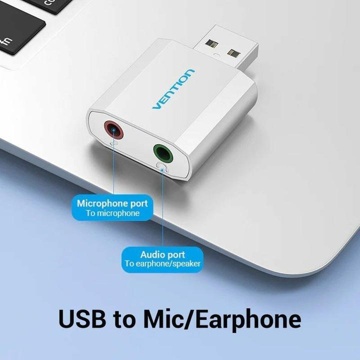 Actual product image Vention USB External Sound Card Silvery Metal Type (USB)