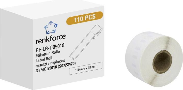 Actual product image Renkforce Label roll Compatible replaces DYMO DYMO 99018 190 x 38 mm paper (19 cm)