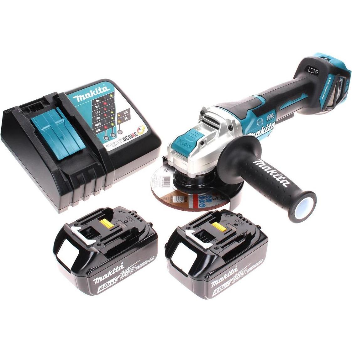 Thumbnail - Makita, Winkelschleifer, DGA 519 RM Akku Winkelschleifer 18 V 125 mm Brushless X-Lock + 2x Akku 4,0 Ah + Ladegerät (125 ...