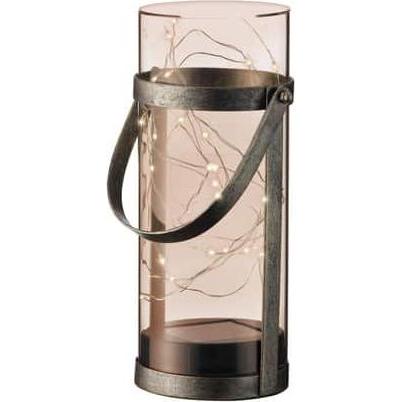 Lumineo, Laterne, Solar Laterne - mit Henkel - aus Metall - ca. 23,5 cm - braun