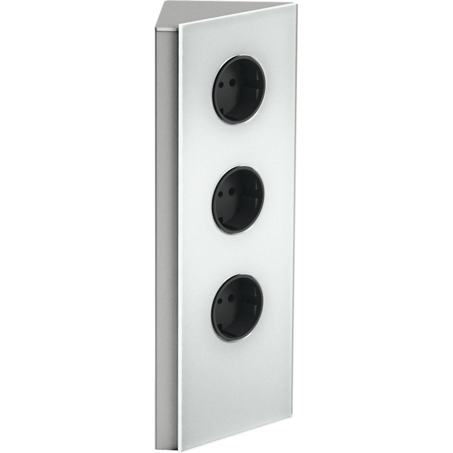 Wipo, Steckdosenleiste, Power Eck G Edelstahl/Glas weiss, 3x Schukosteckdose (3 x, 2 m)