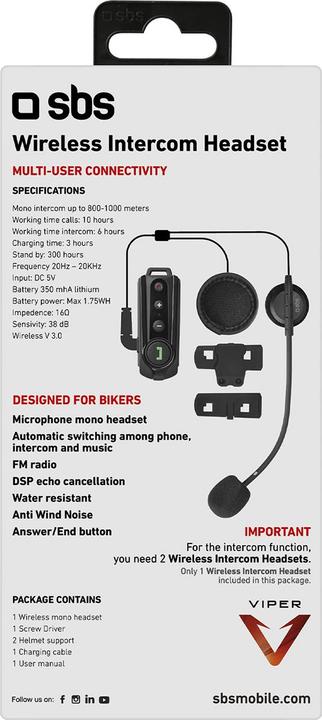 Image du produit SBS Interphone moto (Lot de 1)