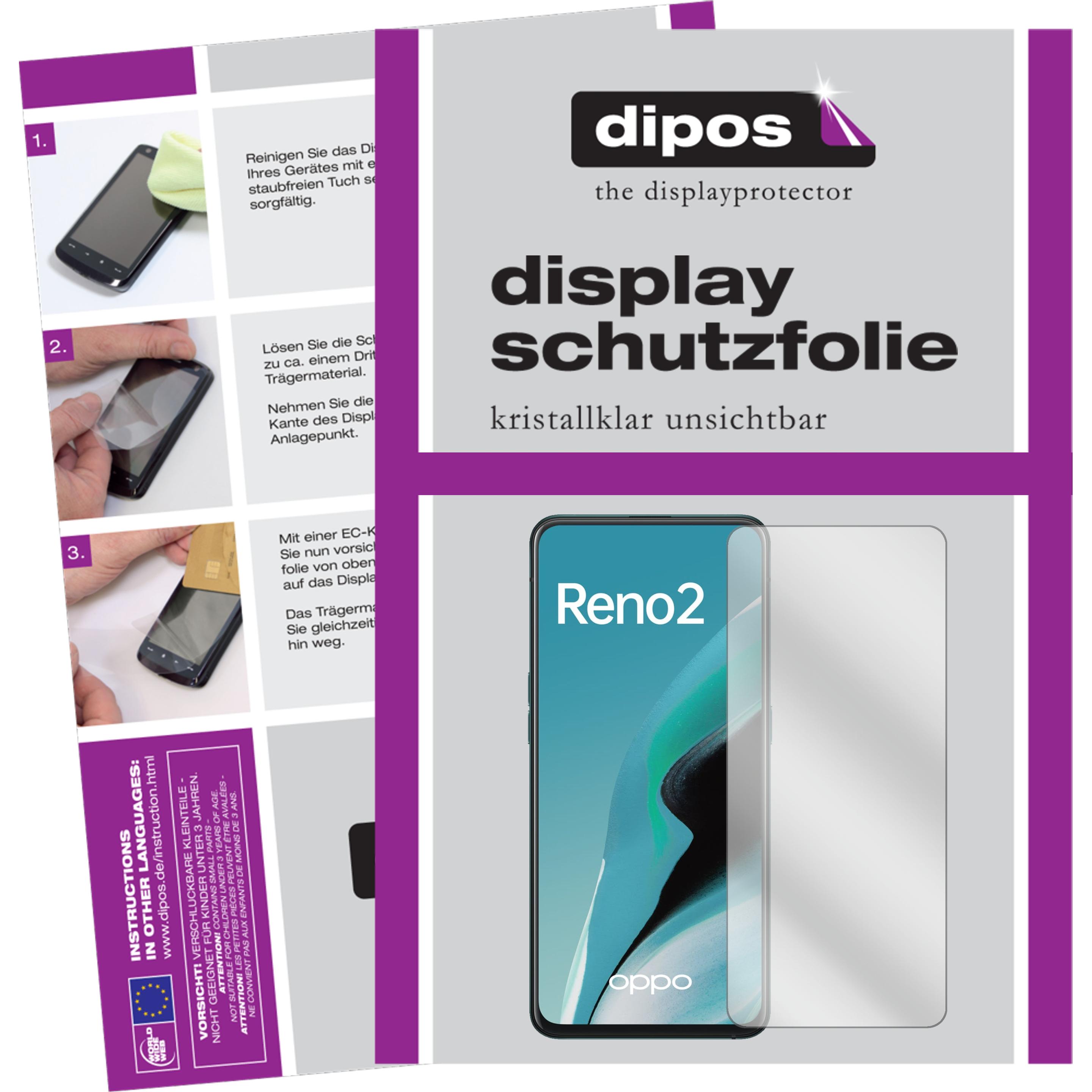Dipos Displayschutzfolie Crystalclear (2 Stück, Oppo Reno 2), Smartphone Schutzfolie, Transparent