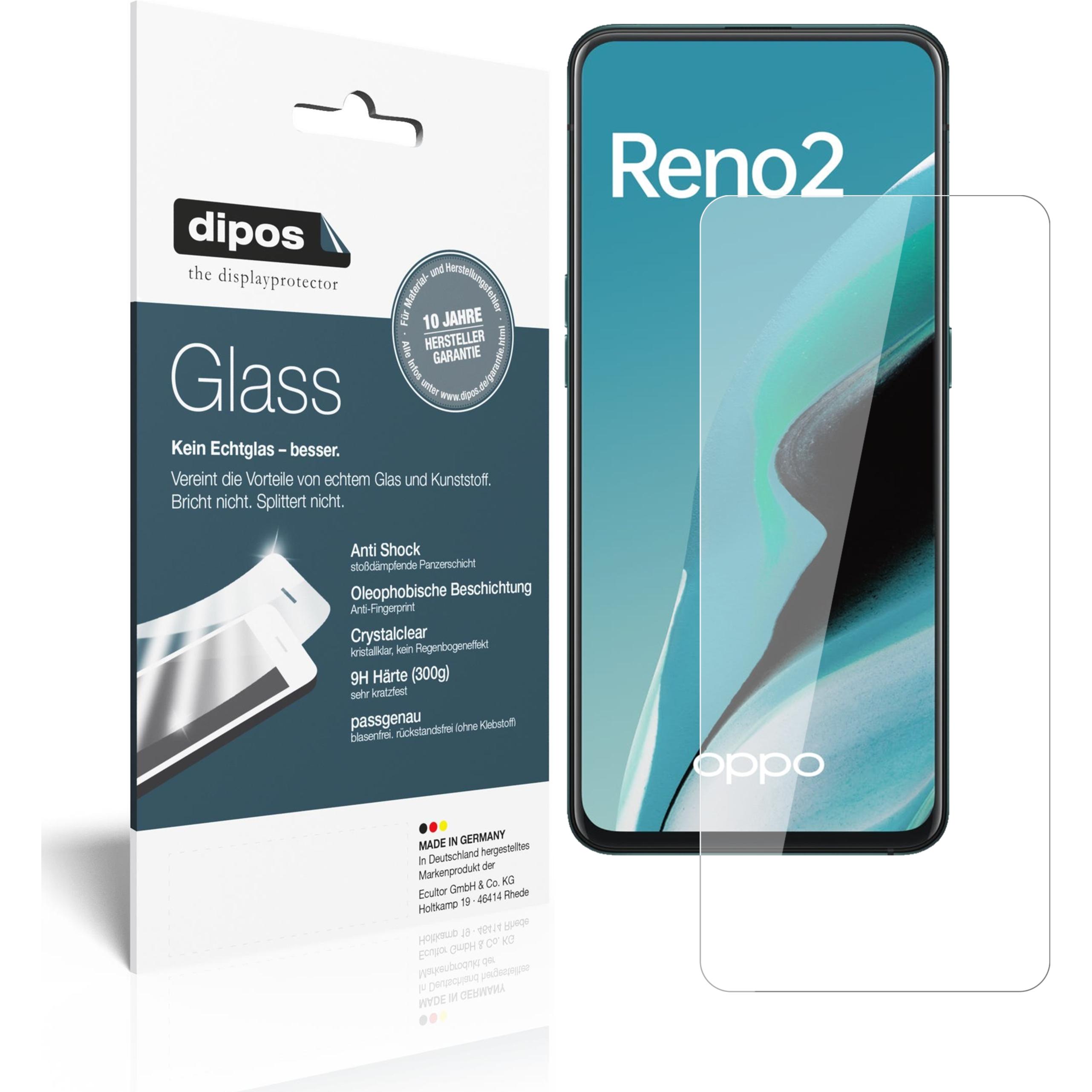 Dipos Displayschutz Anti-Shock (2 Stück, Oppo Reno 2), Smartphone Schutzfolie, Transparent