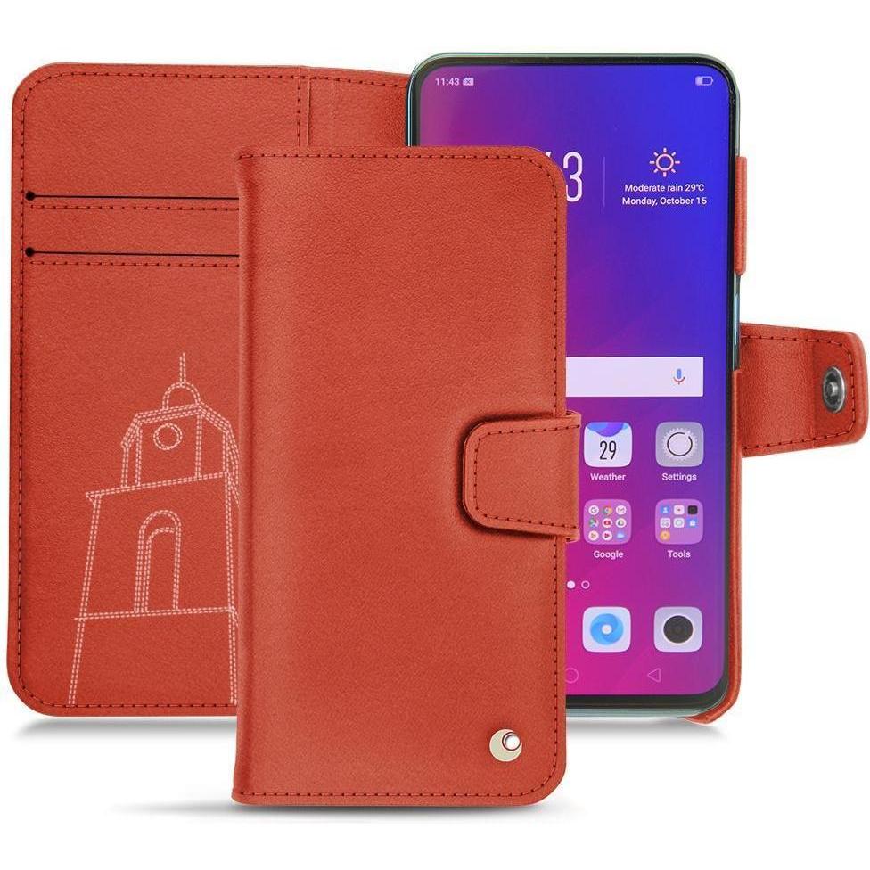 Noreve Lederschutzhülle Wallet (Oppo Find X), Smartphone Hülle, Orange