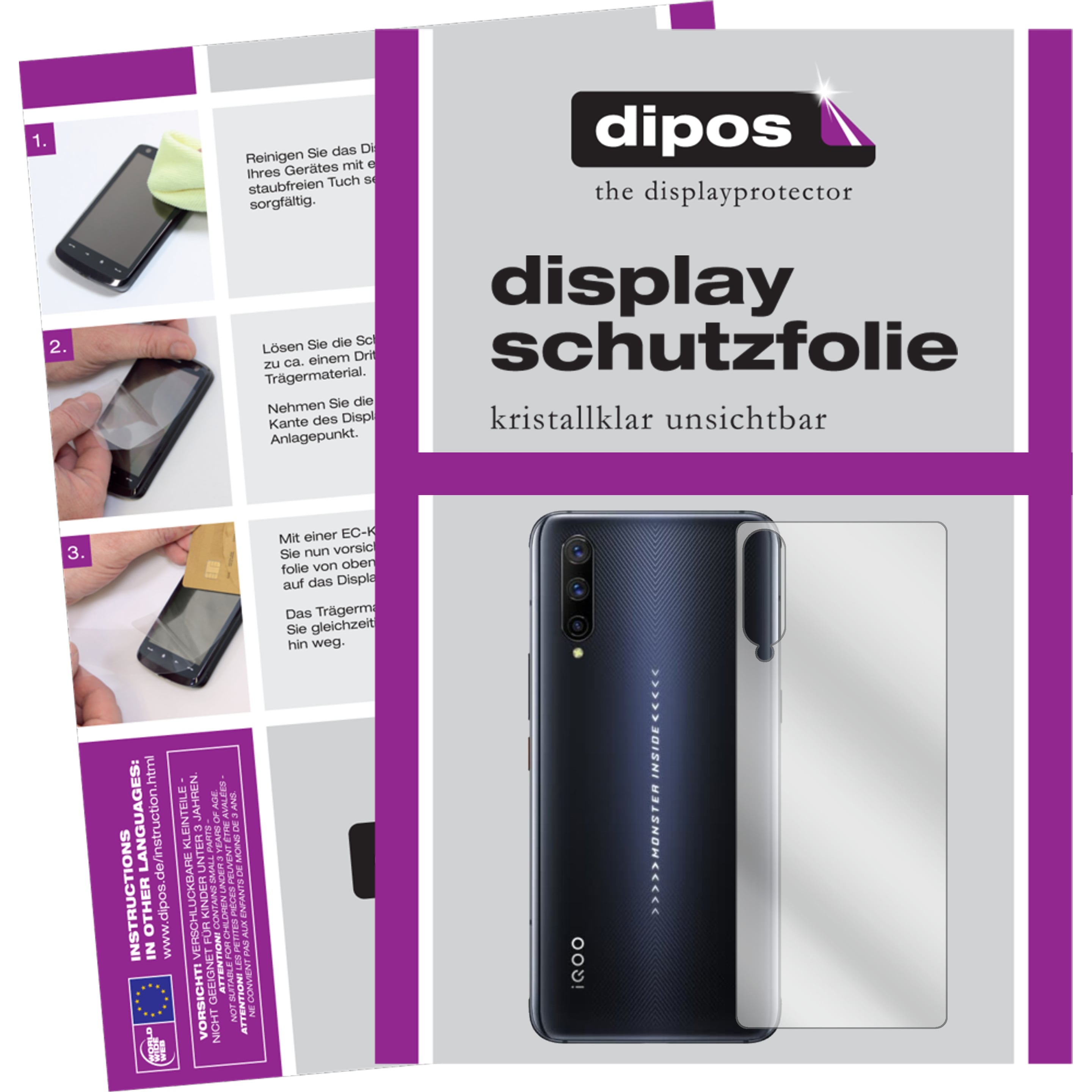 Dipos Displayschutzfolie Crystalclear (1 Stück, Vivo IQOO Pro 5G), Smartphone Schutzfolie, Transparent