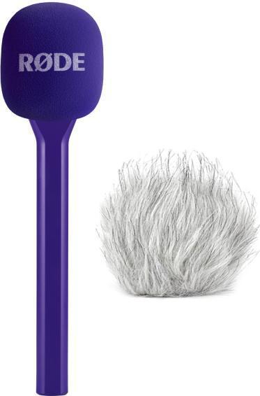 RØDE Handadapter Interview GO Lila mit Fell-Windschutz