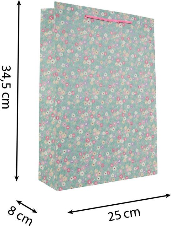 Produktbild Idena Geschenktasche Blumen Kraftpapier 140g/m² grün 25x34,5x8,5cm
